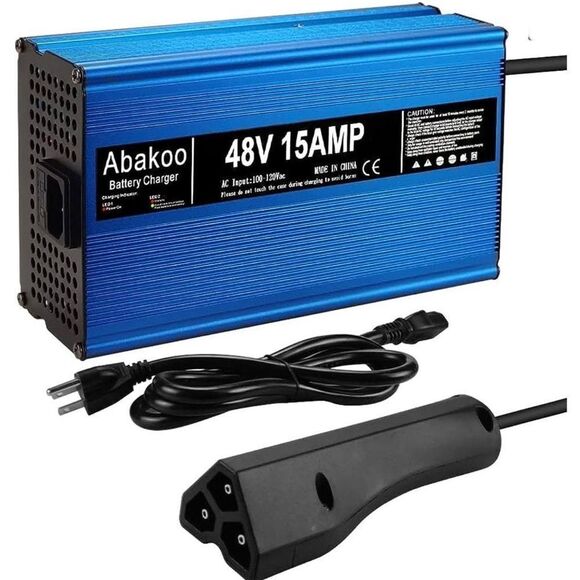 Abakoo 48V 15A Golf Cart Battery Charger Power Supply for Ez-Go RXV Plug 3 Prong - Picture 1 of 6